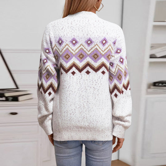 Damen Strickpullover mit geometrischem Muster Heidi-Mode