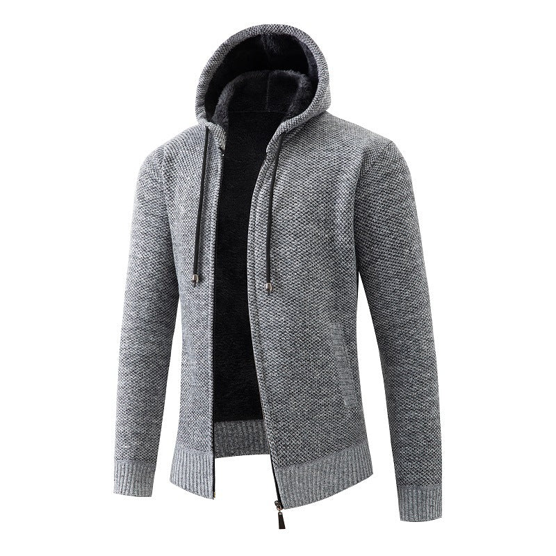 Herren gemütlicher Strickhoodie mit kuscheligem Innenfutter Heidi-Mode