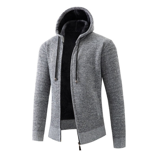 Herren gemütlicher Strickhoodie mit kuscheligem Innenfutter Heidi-Mode