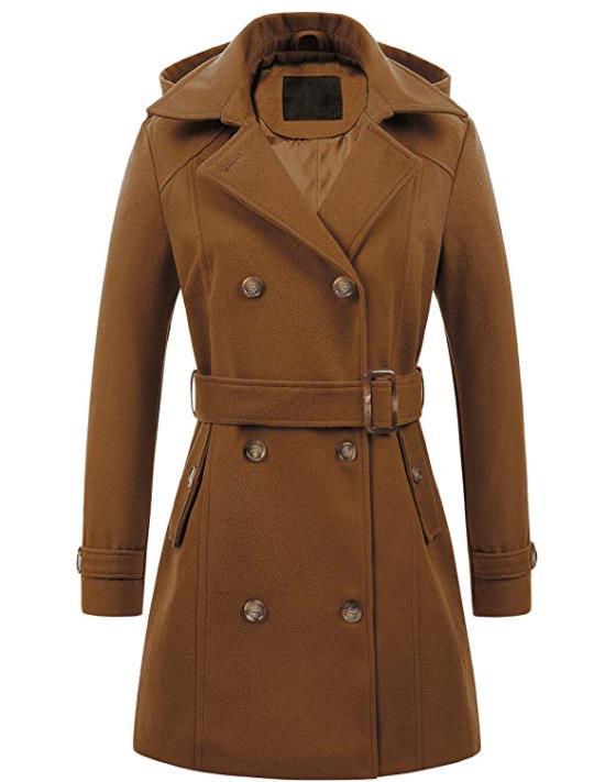 Damen eleganter Peacoat mit doppelter Knopfleiste und Taillengürtel Heidi-Mode