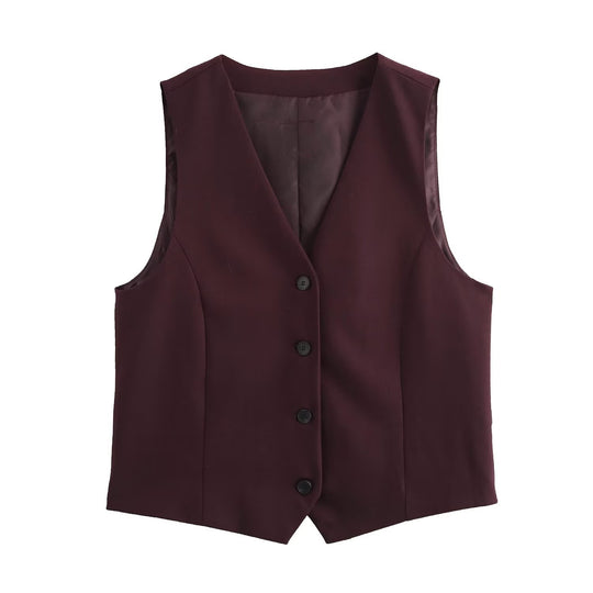 Damen elegante Weste mit modernem Schnitt und praktischen Knopfdetails Heidi-Mode