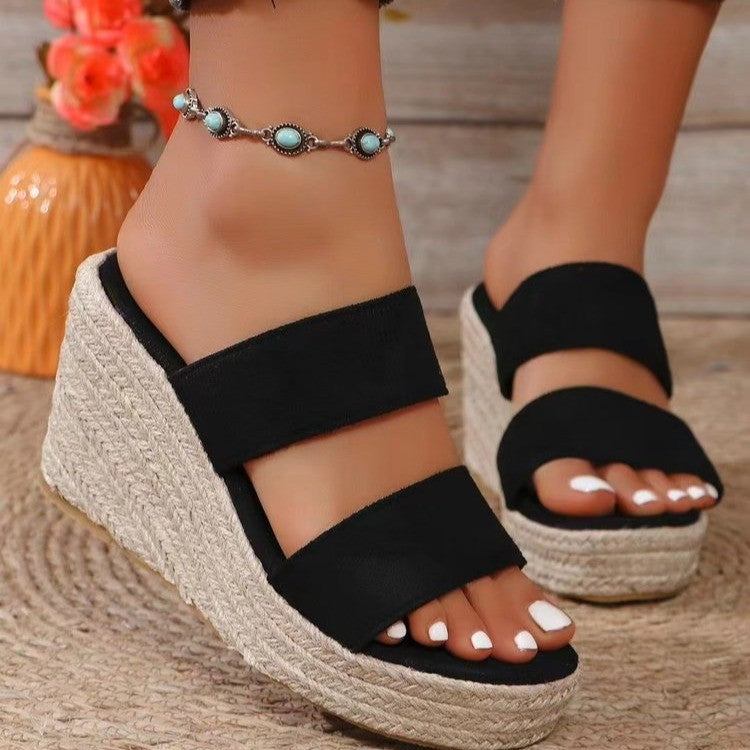 Damen Wedge Sandalen mit breiten Riemen und rutschfester Sohle Heidi-Mode