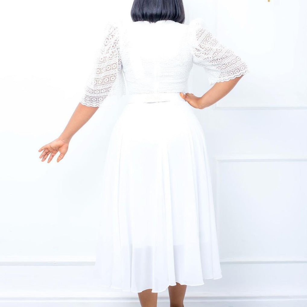 Heidi-Mode | Damen Country Chic Antik Stil Kleid mit Bundgürtel