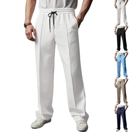 Herren Freizeit- und Sporthose mit dezentem Rautenmuster und elastischem Bund Heidi-Mode