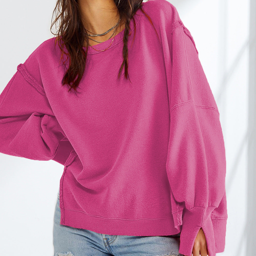 Damen Oversized Sweatshirt im entspannten Stil mit auffälligen Puffärmeln Heidi-Mode