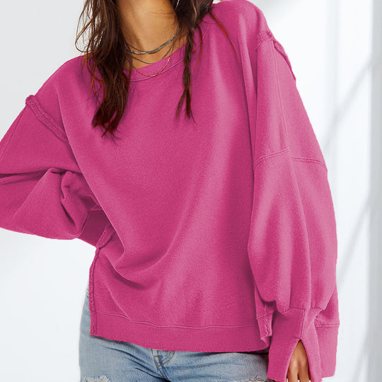 Damen Oversized Sweatshirt im entspannten Stil mit auffälligen Puffärmeln Heidi-Mode