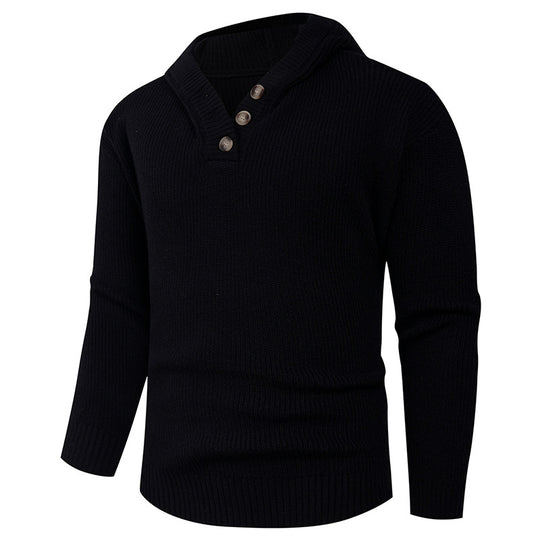 Herren Strickpullover mit hochabschließendem Kragen und Knopfdetails Heidi-Mode