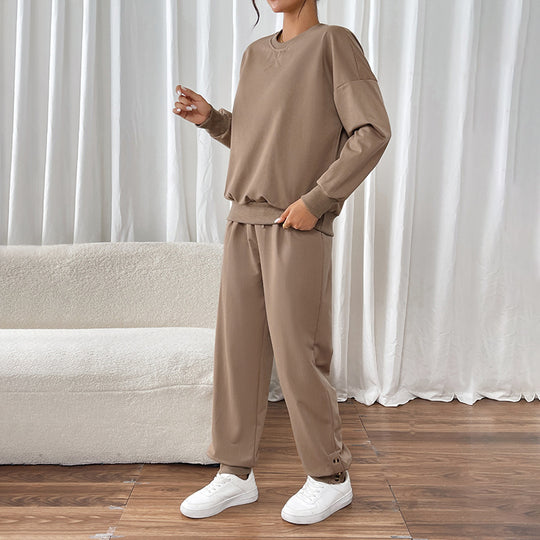 Damen sportliches Sweatshirt- und Jogginghose-Set mit elastischem Bund Heidi-Mode