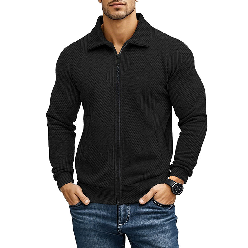 Herren bequeme und stylische Kapuzenjacke mit strukturiertem Gewebe Heidi-Mode
