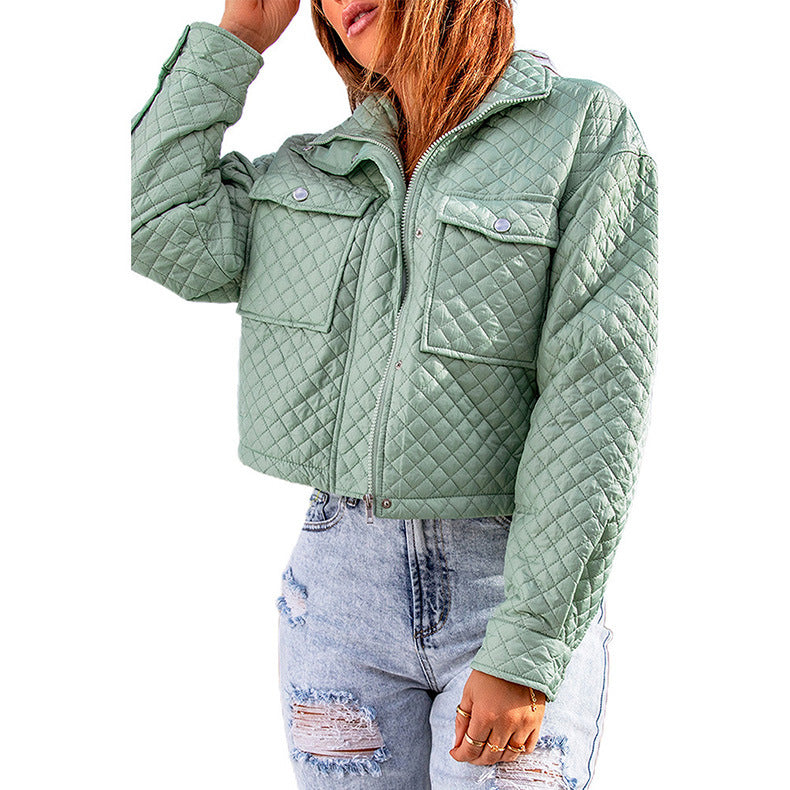 Damen gesteppte Kurzjacke mit modischen Taschen Heidi-Mode
