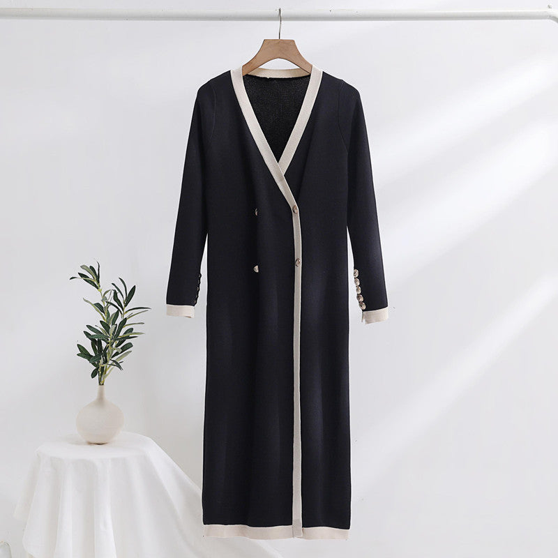 Damen eleganter Strickmantel mit Knopfdetails und V-Ausschnitt Heidi-Mode
