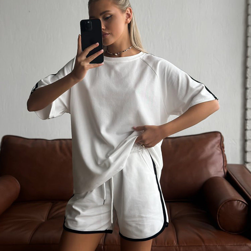 Damen lässiges Sportset mit kontrastierenden Akzenten Heidi-Mode