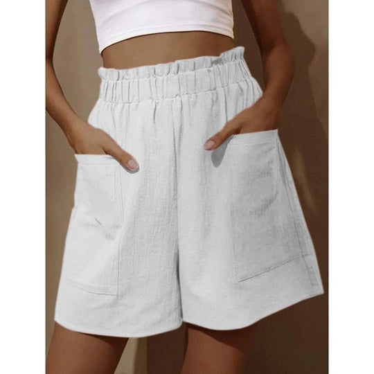 Heidi Mode | Shorts aus Baumwolle und Leinen mit hoher Taille für Damen