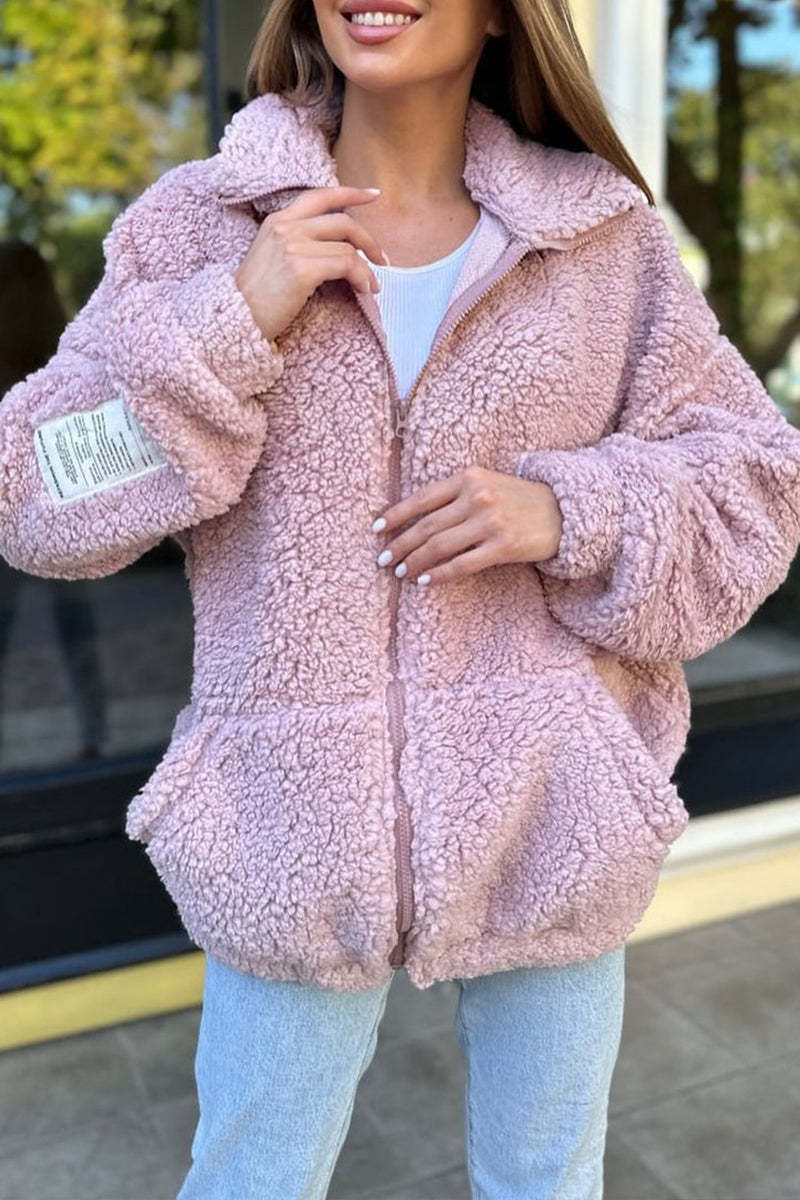 Damen Fleecejacke mit weichem Innenfutter und hoher Kragen Heidi-Mode
