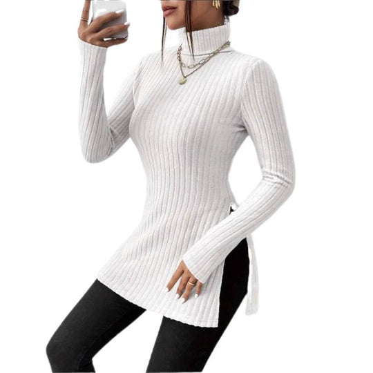 Damen Modischer Rollkragenpullover mit angesagter Rippstruktur Heidi-Mode