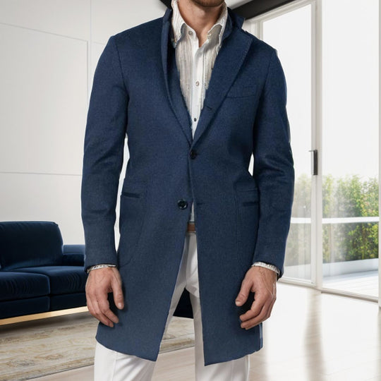 Herren eleganter Langmantel aus weichem Stoff Heidi-Mode