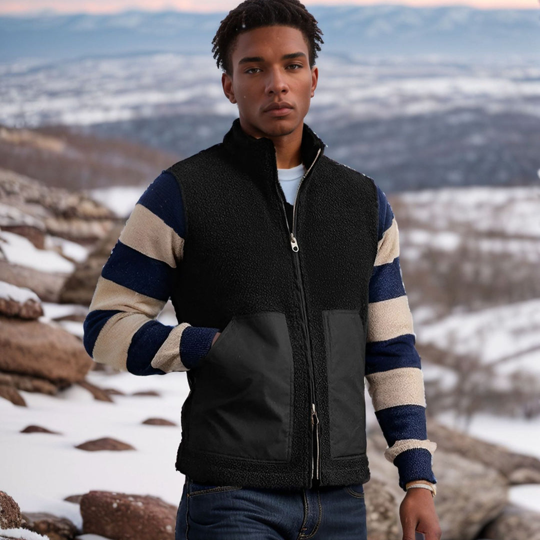 Damen Fleece-Weste mit hohem Kragen und weichen Taschen Heidi-Mode