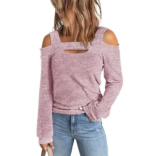 Damen lässiges Langarmshirt mit Cut-Out-Design Heidi-Mode