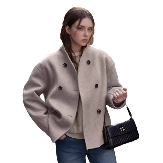 Damen modische Kurzjacke mit strukturiertem Gewebe und abgerundetem Saum Heidi-Mode