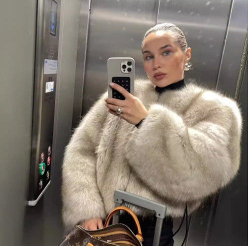 Damen kurzärmlige Pelzjacke Heidi-Mode