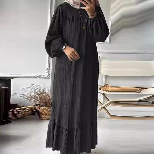 Damen Maxikleid mit waagerechtem Faltenwurf Heidi-Mode