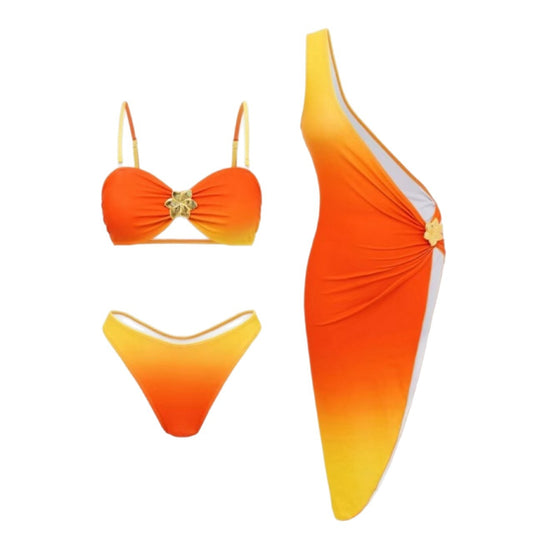 Damen Bikini-Set mit eleganter Raffung und glamouröser Applikation Heidi-Mode
