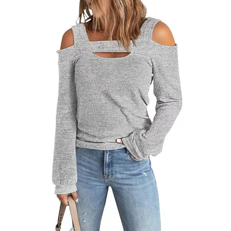Damen Elegantes Langarmshirt mit asymmetrischem Cut-Out und modischem Schulterdesign Heidi-Mode