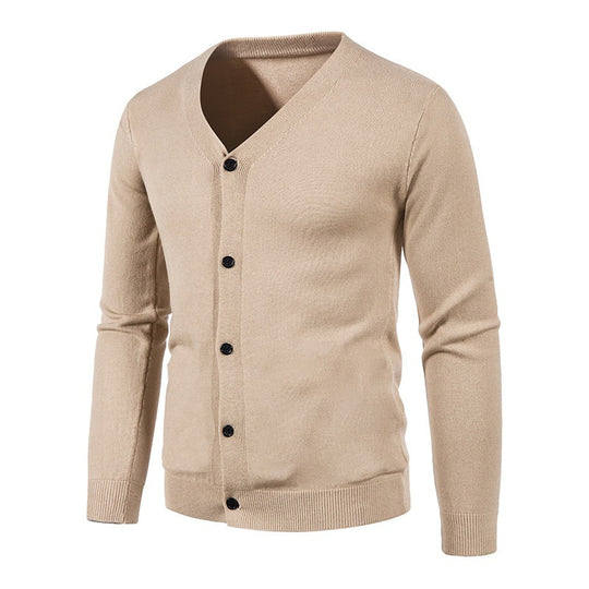 Herren stilvolle Strickjacke mit tiefem V-Ausschnitt und Knopfleiste Heidi-Mode