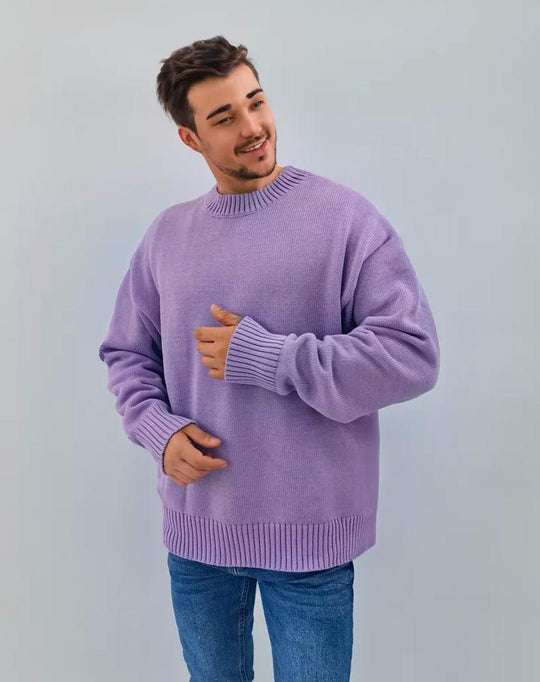 Damen gemütlicher Oversized Pullover mit strukturiertem Rippenmuster und breiten Bündchen Heidi-Mode
