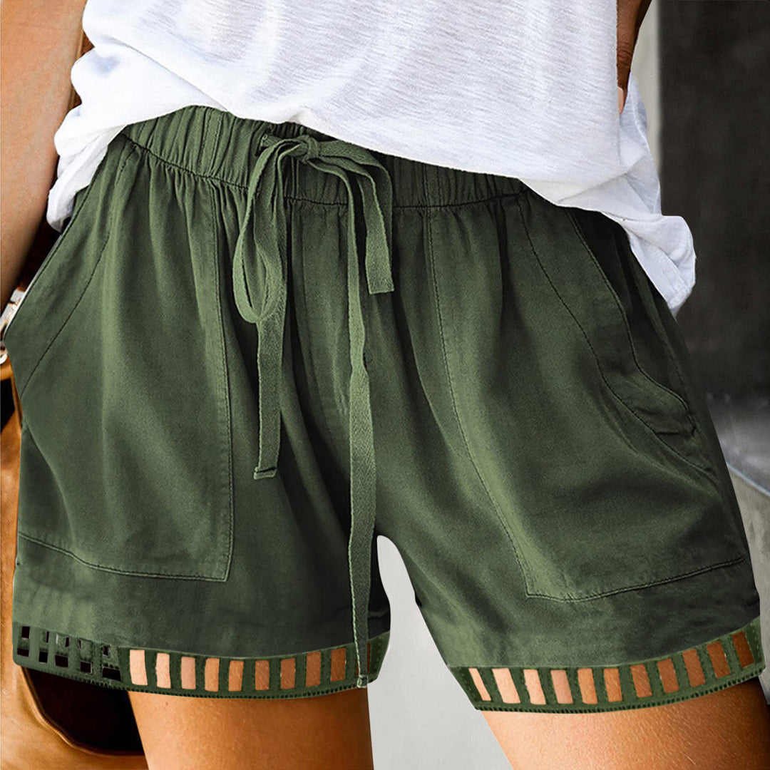 Damen lockere Freizeit-Shorts mit dekorativen Einsätzen Heidi-Mode