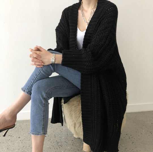 Damen Strickjacke mit offenem Schnitt und lässigen Details Heidi-Mode