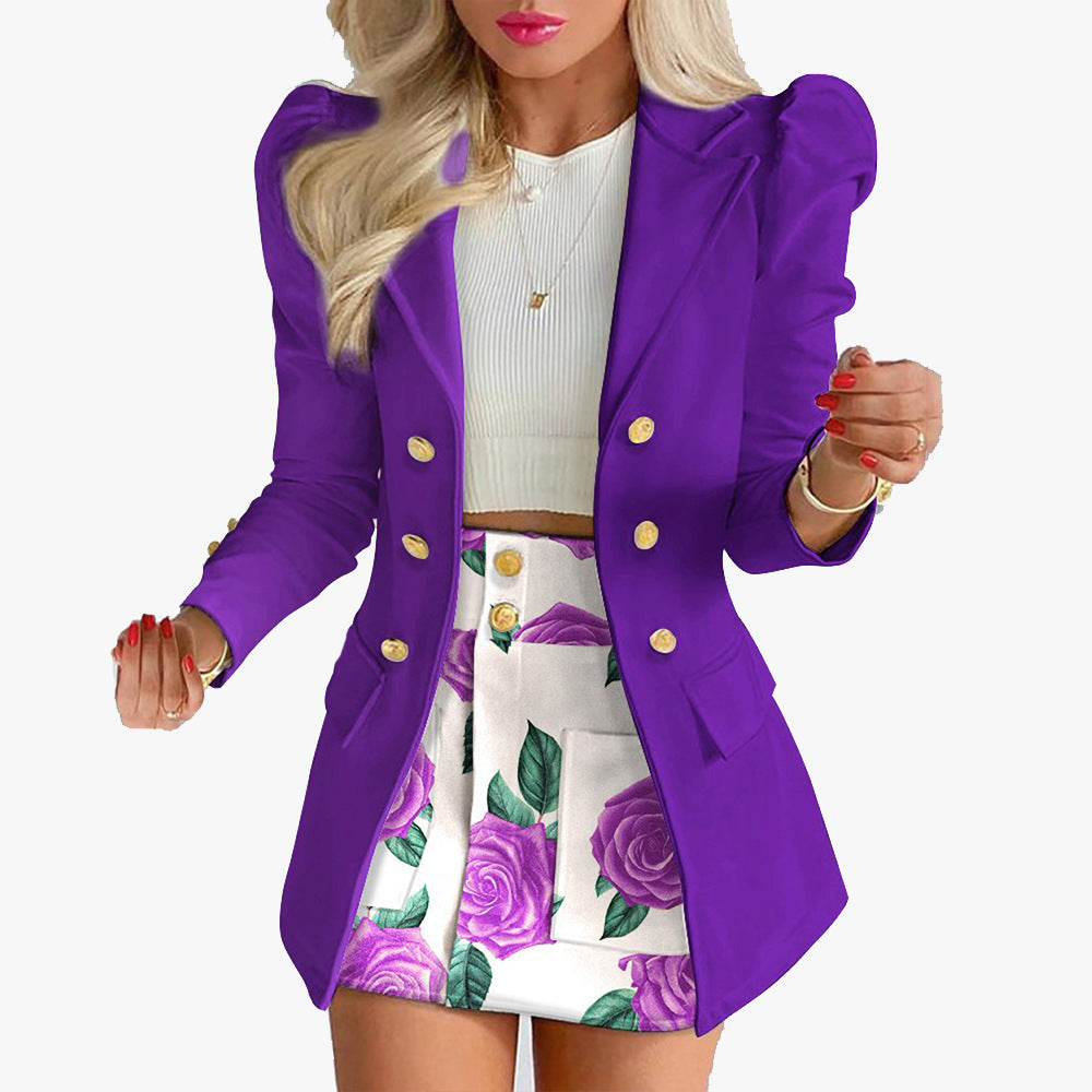 Heidi Mode | Zweiteiliges Set mit lässigem Print und langärmeligem Anzugrock