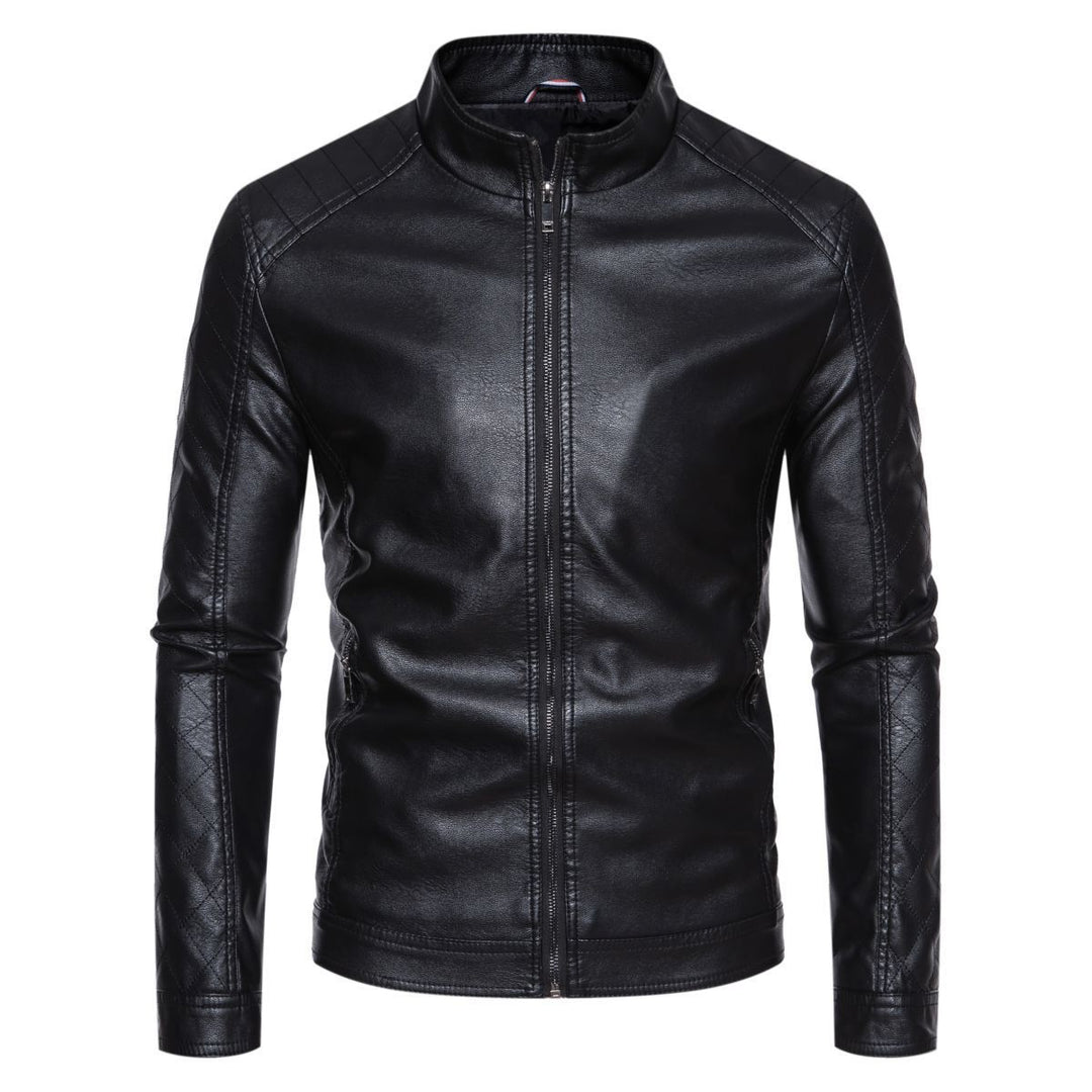 Herren hochwertige Kunstlederjacke mit gesteppter Schulterpartie Heidi-Mode