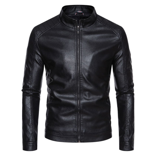 Herren hochwertige Kunstlederjacke mit gesteppter Schulterpartie Heidi-Mode