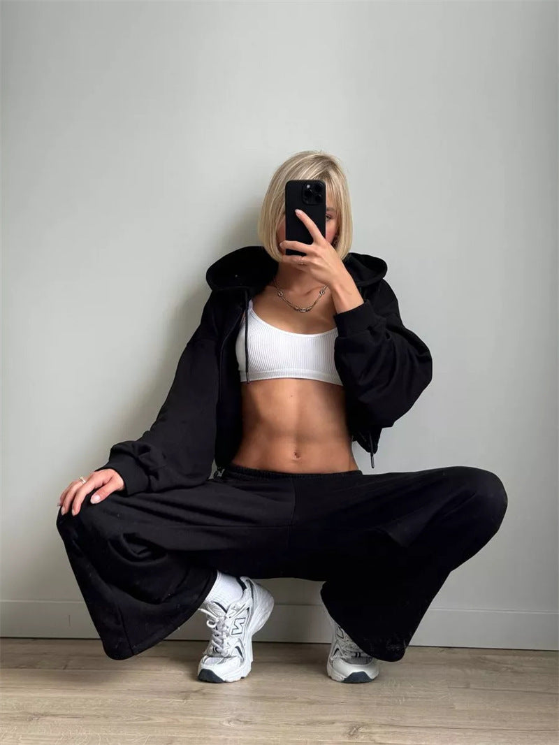 Damen Sportliches Loungewear-Set mit oversized Kapuzenjacke und bequemen Hosen Heidi-Mode