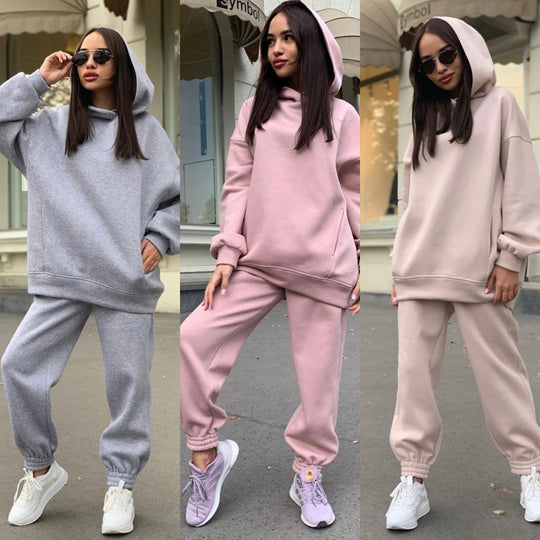 Damen Sportliches Hoodie- und Jogginghosen-Set im lässigen Design mit Kapuze Heidi-Mode