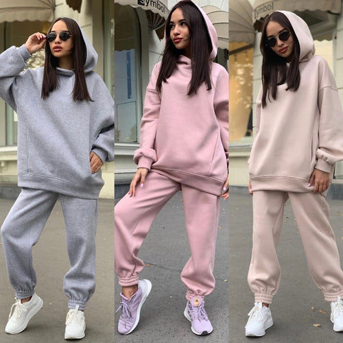 Damen Sportliches Hoodie- und Jogginghosen-Set im lässigen Design mit Kapuze Heidi-Mode