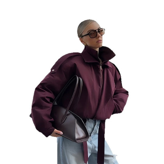 Damen Urbaner Parka mit hohem Stehkragen und innovativem Schnitt Heidi-Mode