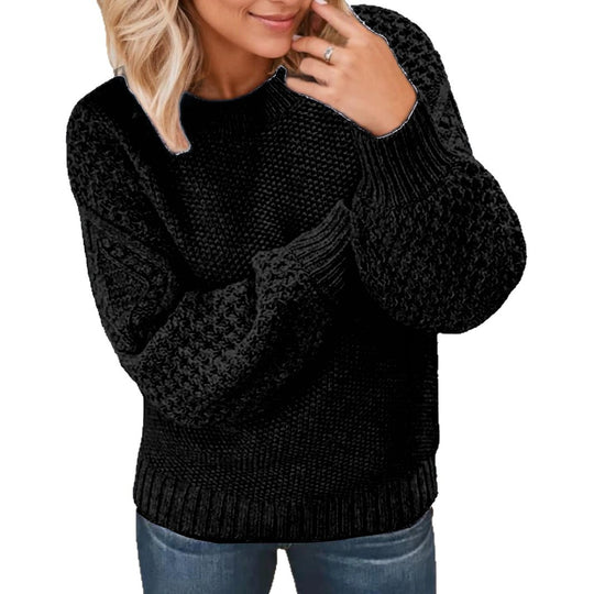 Damen Grober Strickpullover mit voluminösen Ärmeln und einzigartiger Textur Heidi-Mode