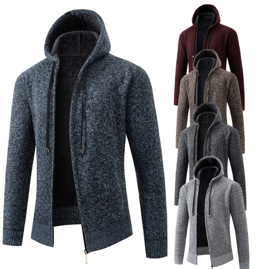 Herren gemütlicher Strickhoodie mit kuscheligem Innenfutter Heidi-Mode