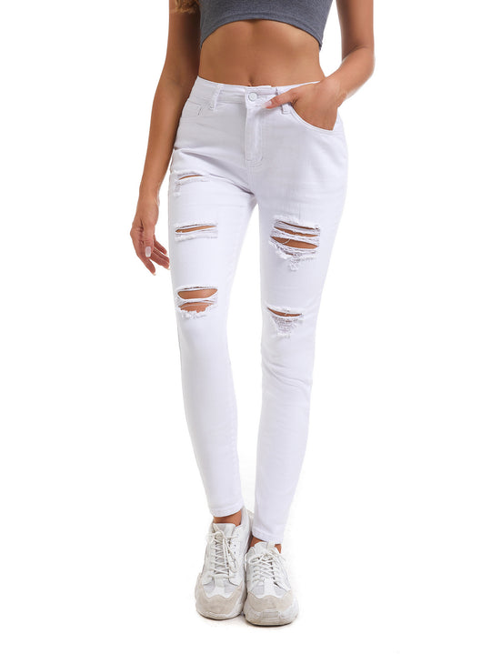 Damen Skinny Jeans mit modischen Rissen Heidi-Mode