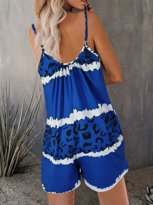 Damen luftiger Overall mit Spaghettiträgern und modischem Tierdesign Heidi-Mode