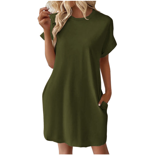 Damen lässiges T-Shirt Kleid mit praktischen Taschen Heidi-Mode
