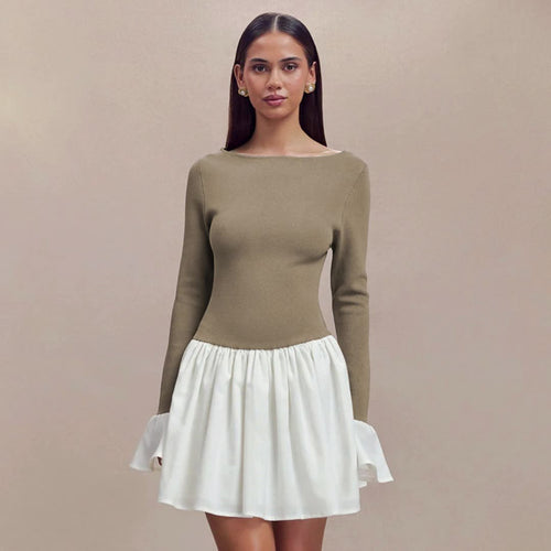 Damen Modisches Kleid mit kontrastierendem Rock Heidi-Mode