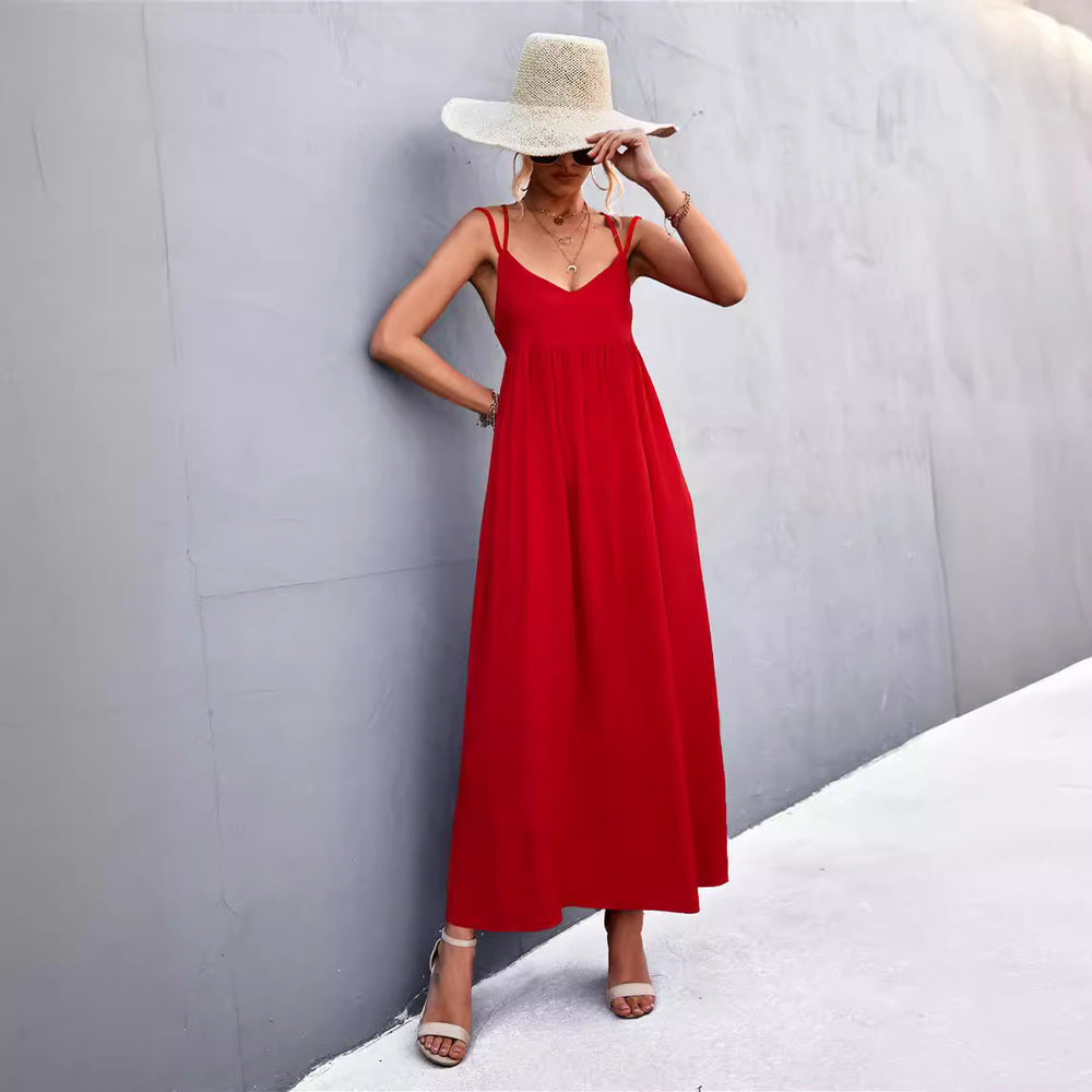 Damen Maxikleid mit feinen Spaghetti-Trägern Heidi-Mode