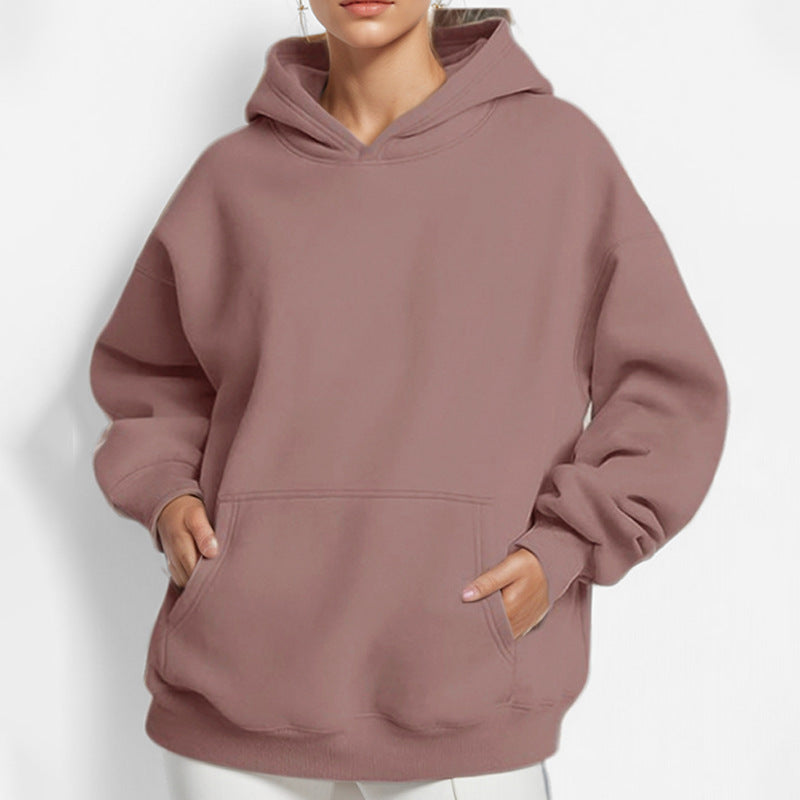 Damen Lockere Kapuzenpullover aus weichem Fleece mit Kängurutasche Heidi-Mode