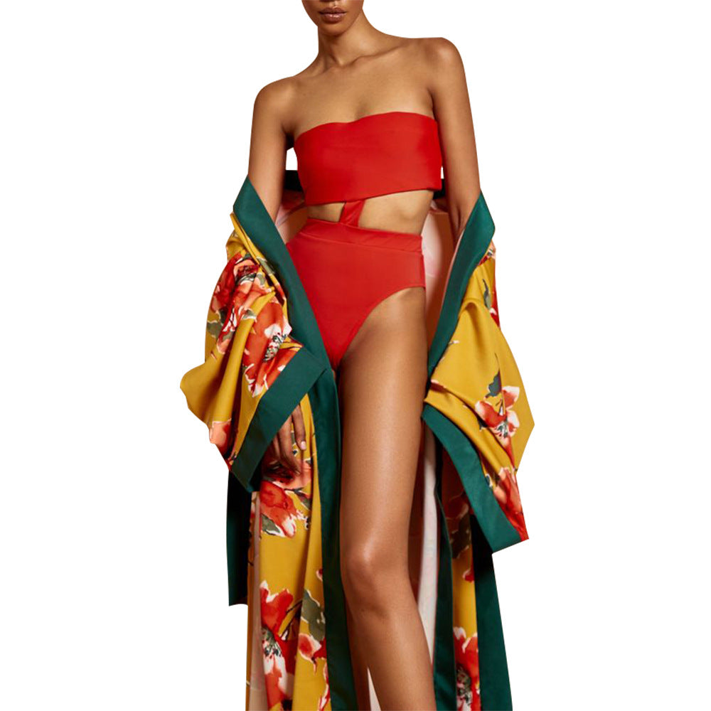 Damen Robe mit floralem Design und großzügigem Schnitt Heidi-Mode