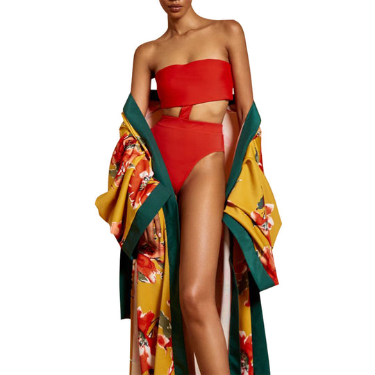 Damen Robe mit floralem Design und großzügigem Schnitt Heidi-Mode