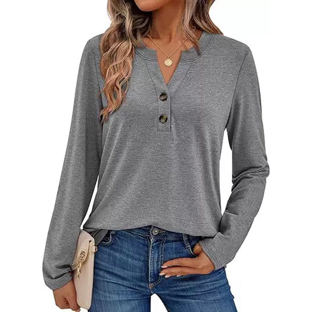 Damen Langarmshirt mit Knopfdetails Heidi-Mode