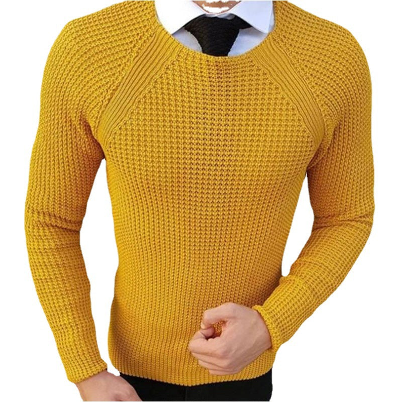 Herren lässiger Grobstrickpullover mit strukturiertem Muster Heidi-Mode